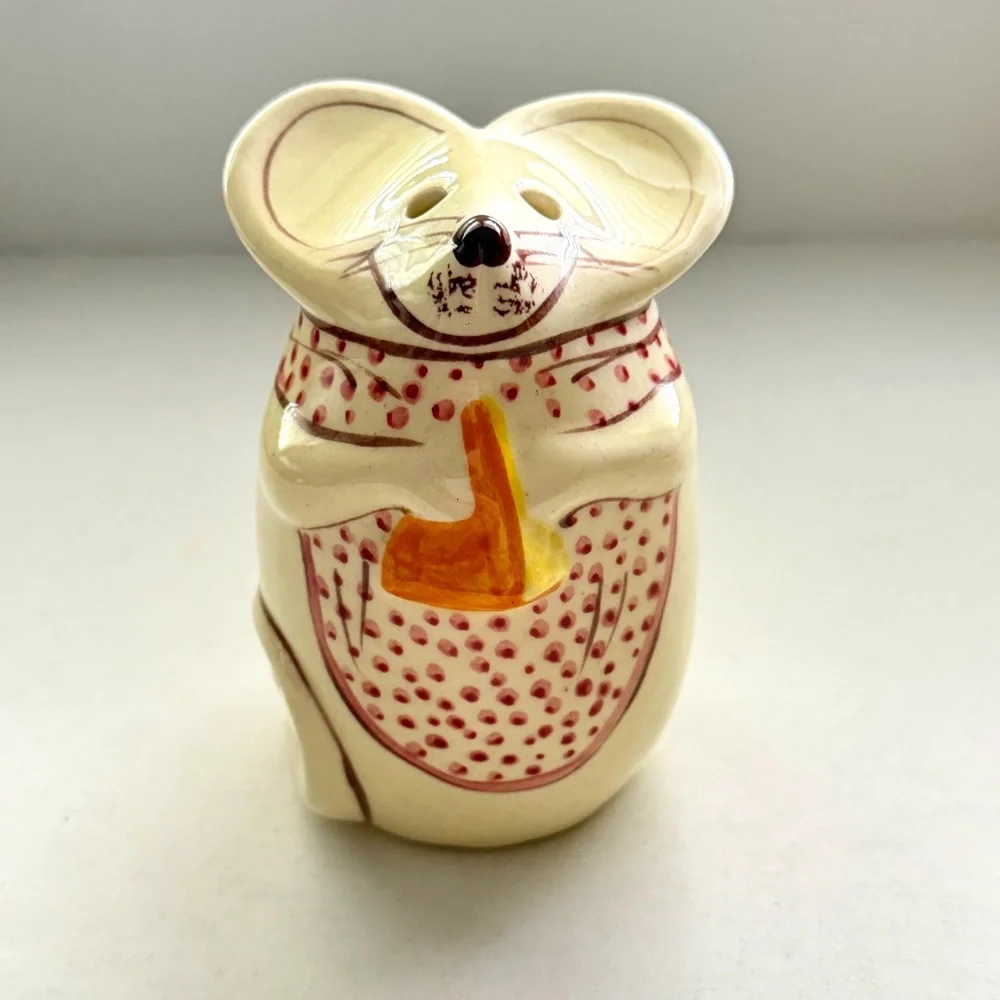 Vintage NS Gustin Mouse Cheese Shaker‎ Hand Painted 5